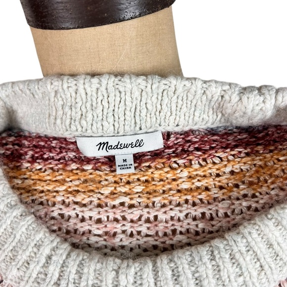 Madewell Baez‎ Pullover Sweater Neutral Stripes open knit M - Picture 6 of 10